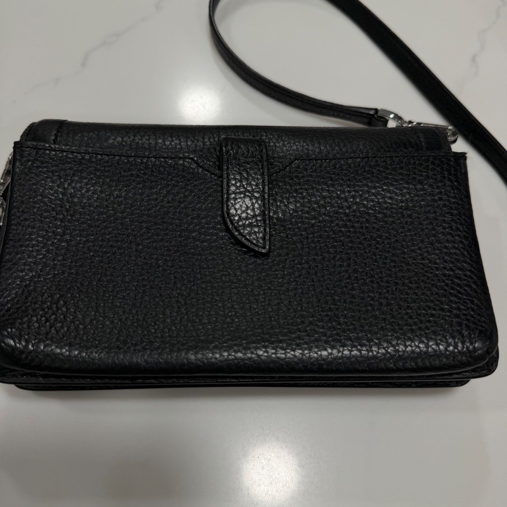 Michael Kors Black Pebbled Leather Crossbody Wallet bag Silver Hardware - Picture 7 of 11
